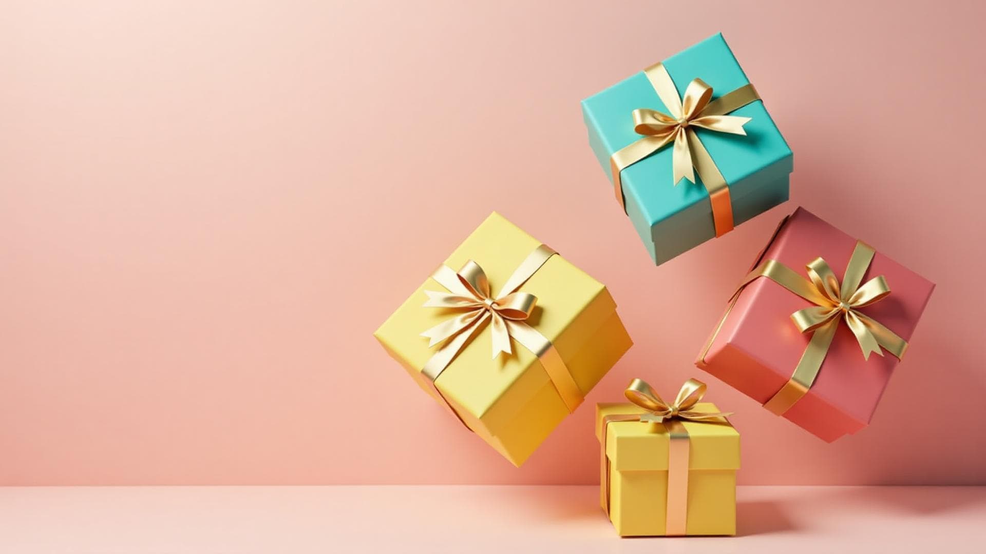 Beautifully wrapped gifts with ribbons
